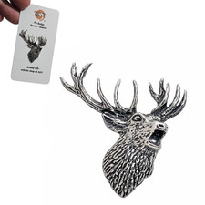 Bellowing stag head pin - bellowing,