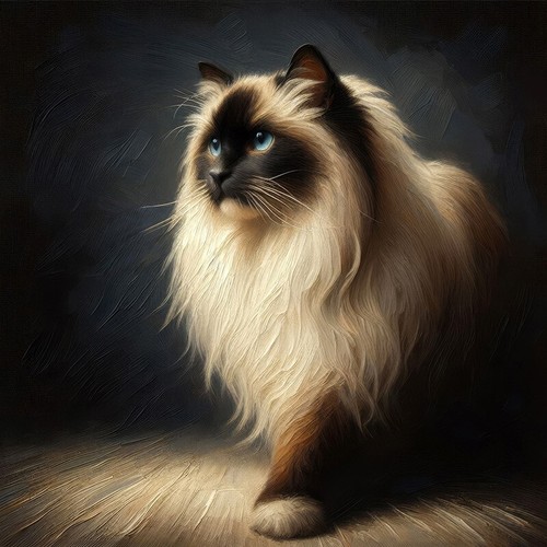 Birman cat portrait miniature - birman,