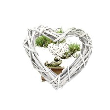 Beige Wicker Heart Hanging
