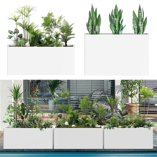 White steel planter outdoor - white,