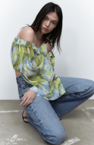 Zara green printed - zara, tulle