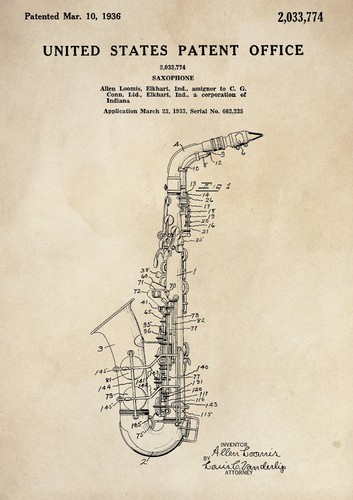 Patent print saxophone - print,