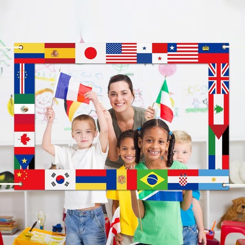 World flags photo booth frame - world,