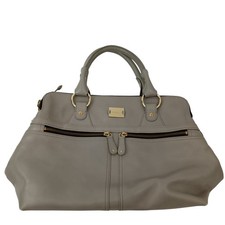 Modalu Handbag Size Medium Grey Leather Women's Top Handle Logo Work Preloved