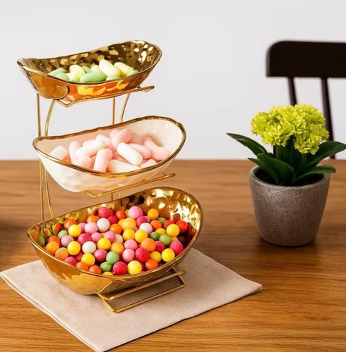 Ceramic three tier fruit bowls - tier,