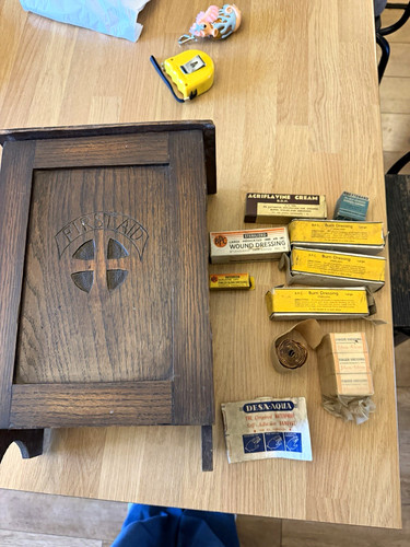 Vintage wooden first aid wall - wooden,