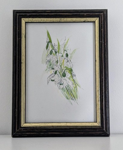 Vintage framed snowdrops - framed,