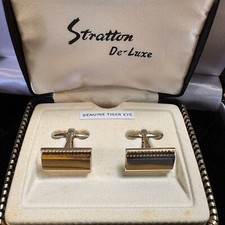 Vintage Tiger’s Eye Retro Stratton Cufflinks Boxed
