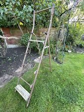 Vintage Rustic Metal 5 Step Ladder  for Garden with wooden slacks -Shabby-Chic!