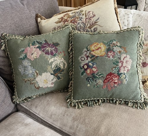 Pair vintage aubusson green - pair,