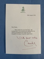 Queen Camilla, Rare Hand Signed Letter As Queen
