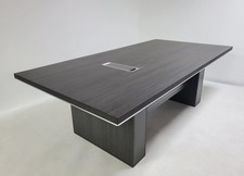 Grey Oak Executive Dining Boardroom Table with Chrome Trim - 2400mm 240cm 2.4m