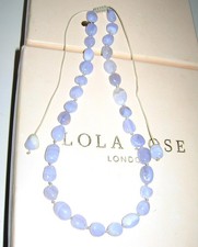 LOLA ROSE BLUE LACE AGATE PALE CORNFLOWER LILAC ADJUSTABLE NECKLACE 16"-26"  QVC