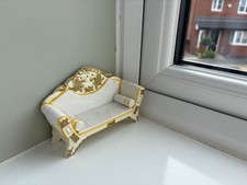 1/12 dolls house furniture job lot bundle living room set golden white sofa