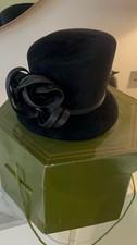 Philip Tracey Black velour Hat with silk detailing