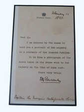 FREDERICK PONSONBY Queen Victoria Diamond Jubilee Windsor signed letter 1898