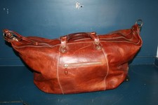 Vtg I Medici all leather brown 20" x 13" x 12" travel weekend hold bag wheels
