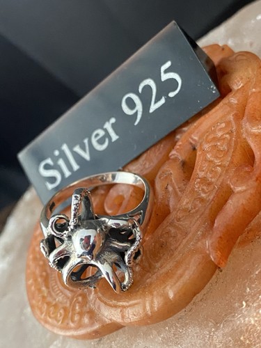 Solid silver octopus ring - octopus,