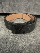 Mens Black Leather Belt LV