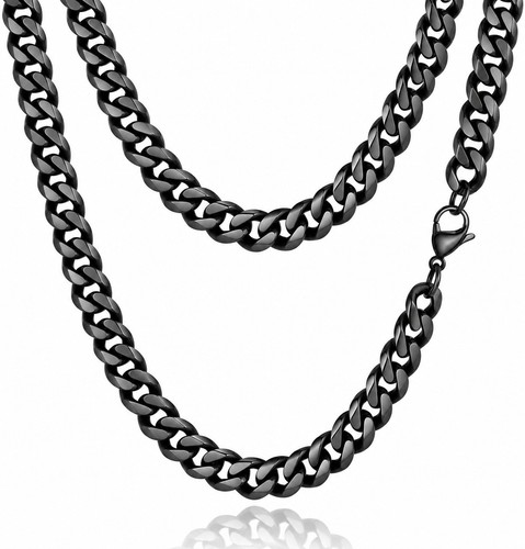 Black chain necklace for men - black,