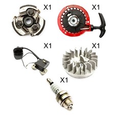49cc ATV Spares Kit - Short Red Pull Start + Clutch + Ignition Coil + Spark Plug