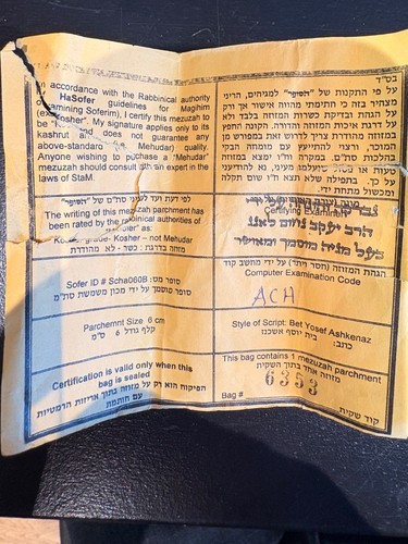 Hand written kosher mezuzah - hand,