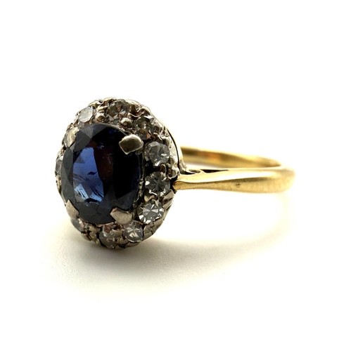 18ct gold diamond sapphire - gold,