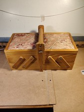 wooden cantilever sewing box