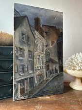 Antique Street Scene Oil On