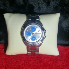 Rio Men’s Silver Sports Watch Blue Subdials 38mm Quartz