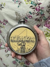 Vintage Angler  Hip Flask Hand