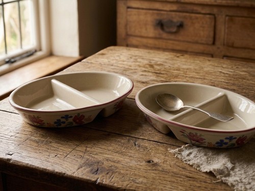 Pair vintage floral divided - vintage,