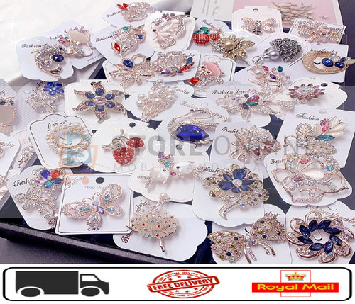 Brooch diamante pin heart - diamante,
