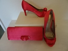 JACQUES VERT PEEP TOE SHOES & MATCHING BAG   -BRIGHT PINK SIZE 4