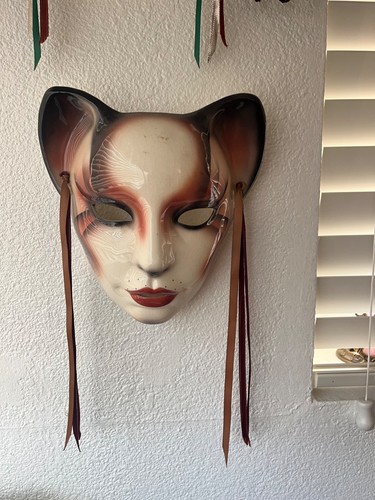 Vintage ceramic face wall mask - vintage,