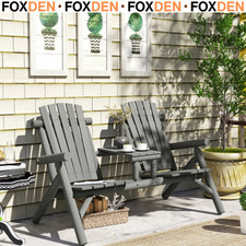 Wooden Patio Bench with 2