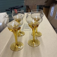 4 Vintage Amber Stemmed
