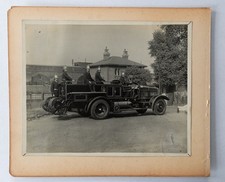 Fire Brigade with engine,  + Merryweather pump, c1940s - 2 Old Photos