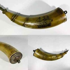 Amazing Early 19thC American Naval Gun Powder Horn “E Pluribus Unum”