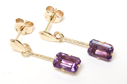 9ct gold amethyst drop - amethyst,
