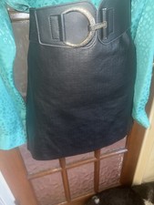 100% Real Genuine Leather Snake Skin Effect Mini Skirt Size 18  Waist 40ins