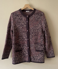 Damart Wool Acrylic Knit Cardigan Purple Mix Button Up Size S  10/12 Women's