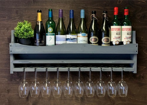 Large grey wooden wine - grey,