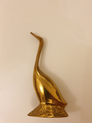 Brass heron ornament figurine - brass,