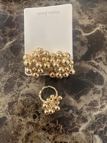 Gold bubble ball earrings - gold, &
