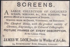 Small 1870s Vintage Advert: SCRAPS FOR SCREENS - London's Greatest Variety