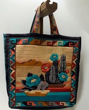 Handmade Southwestern Tote Bag Cranston Print Works Fabric Pottery Cactus Design