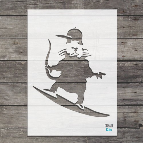 Banksy surfing rat stencil - banksy,