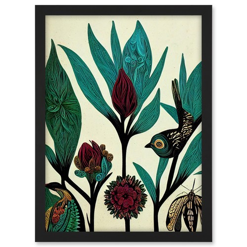 Folk art leaves flowers - folk,