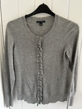 banana republic grey cardigan with ruffle detail size m medium 50% lambs' wool